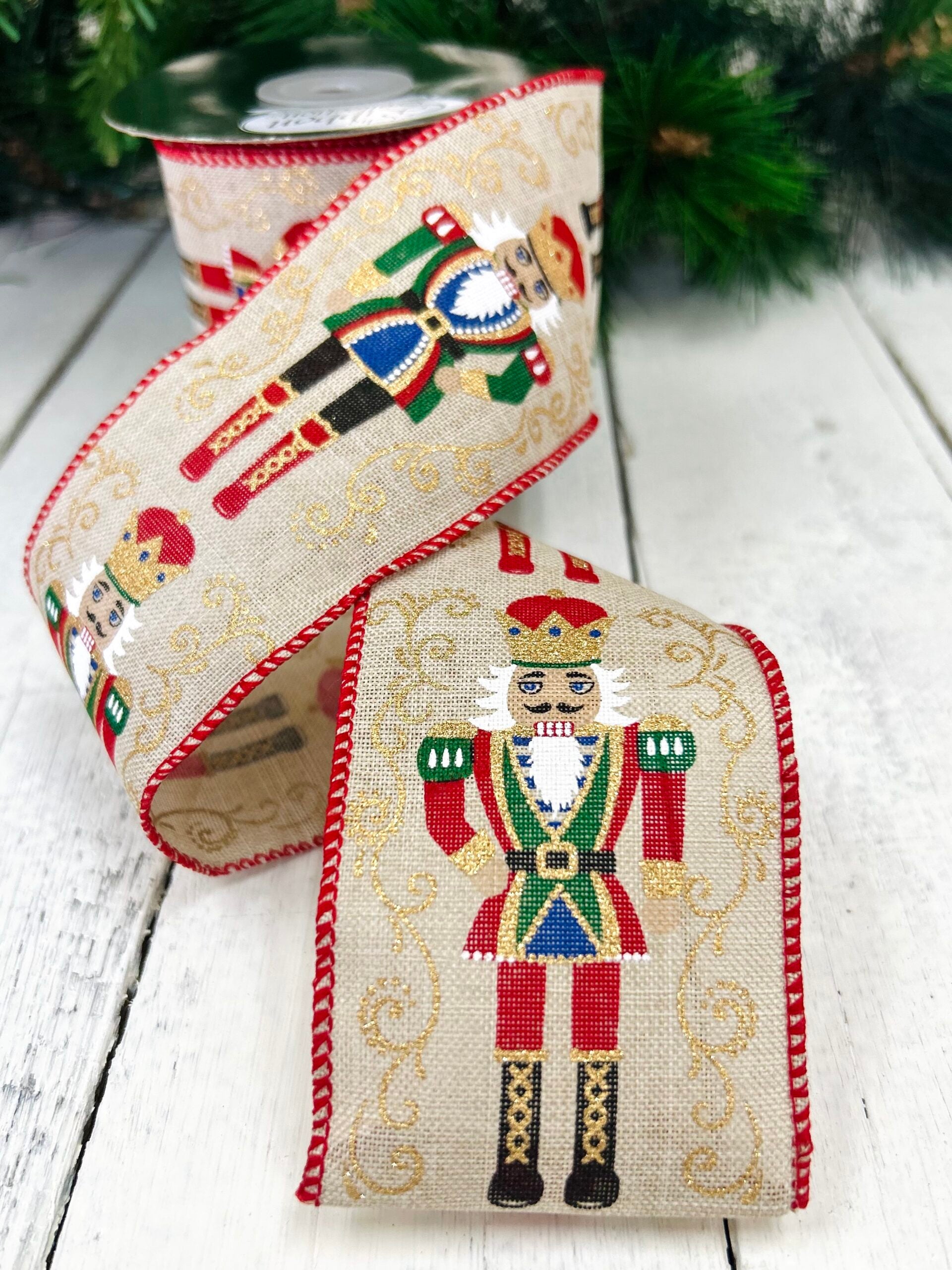 Nutcrakrt Ribbon Christmas Ribbon - Nutcracker Natural – ANJO Gifts & Services