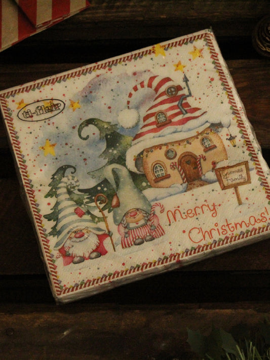 Christmas Serviettes - Gnomes pink