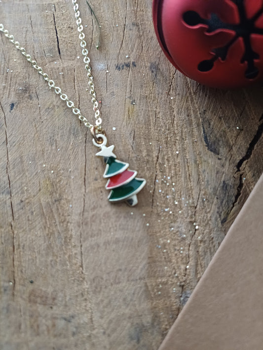 Christmas Necklace - Red Tree