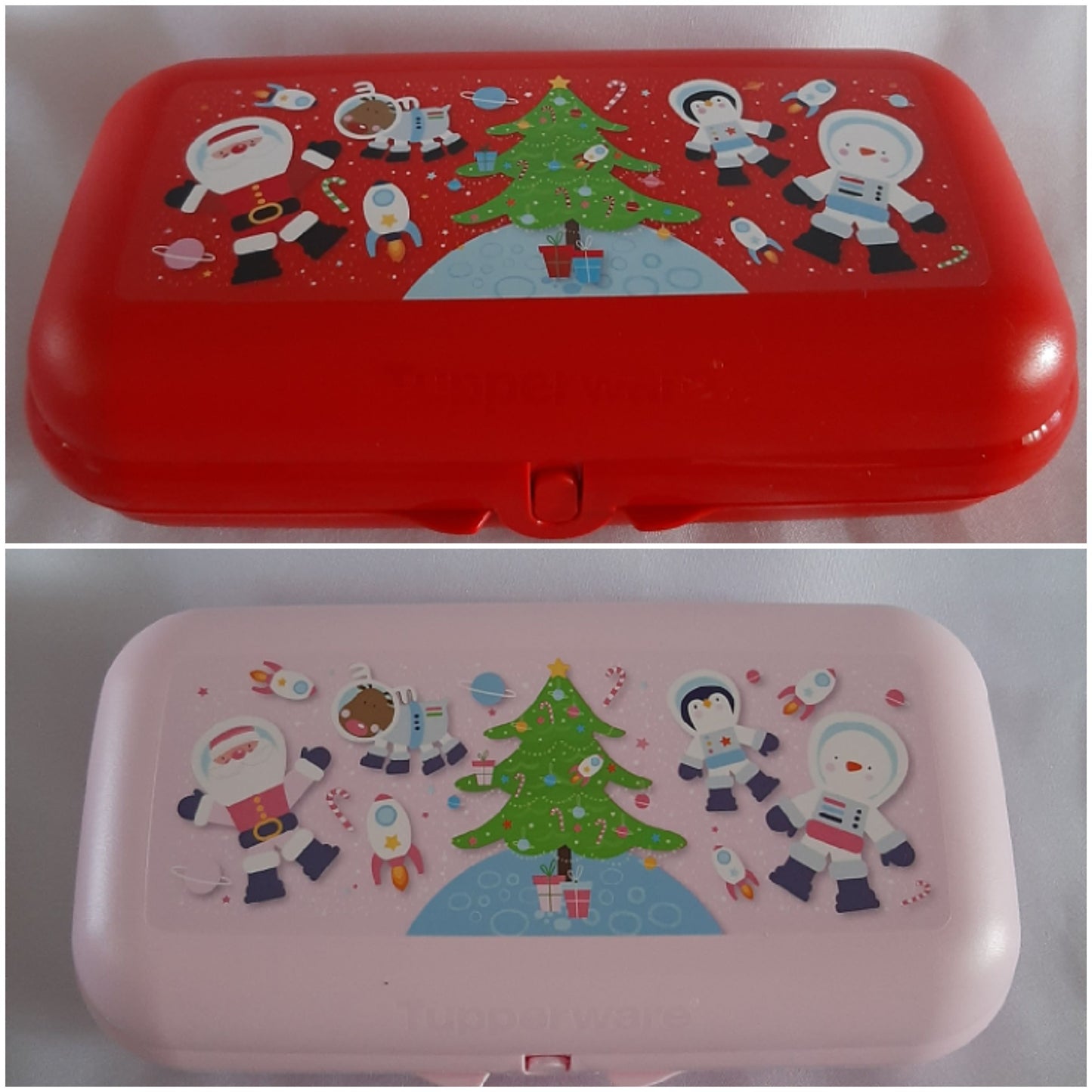 Christmas Tupperware Oyster Oblong - Red