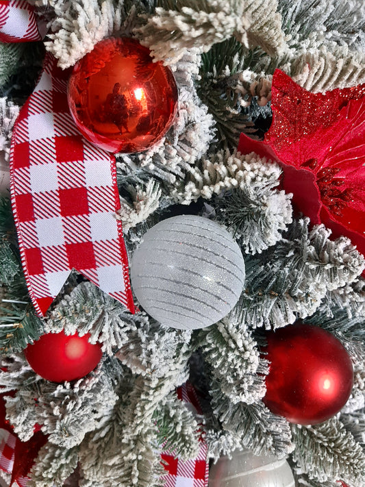 Ornament - White frosty stripe Baubles - Shatterproof