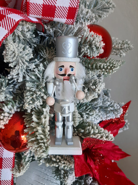 Christmas Nutcracker - Silver and White 15cm