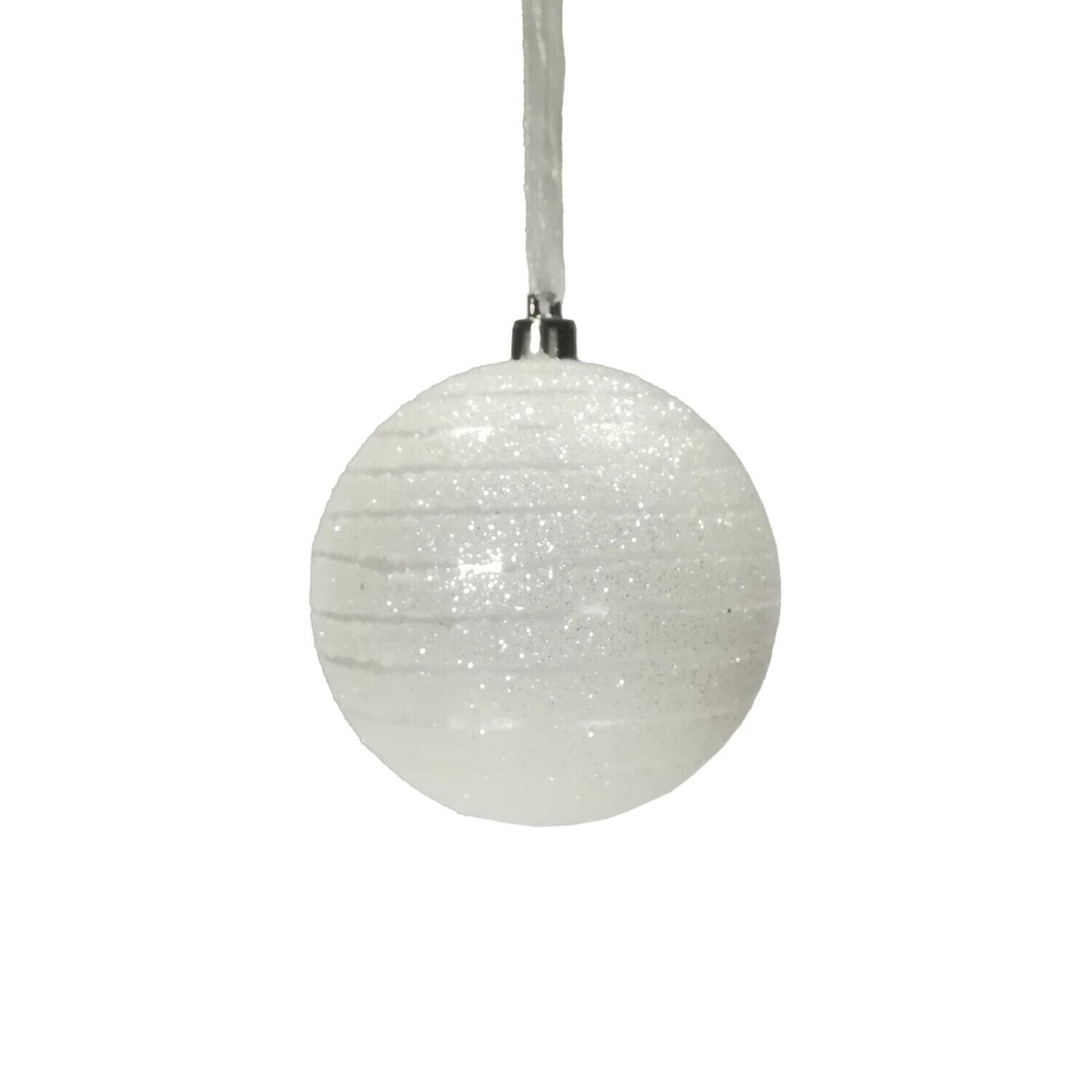 Ornament - White frosty stripe Baubles - Shatterproof