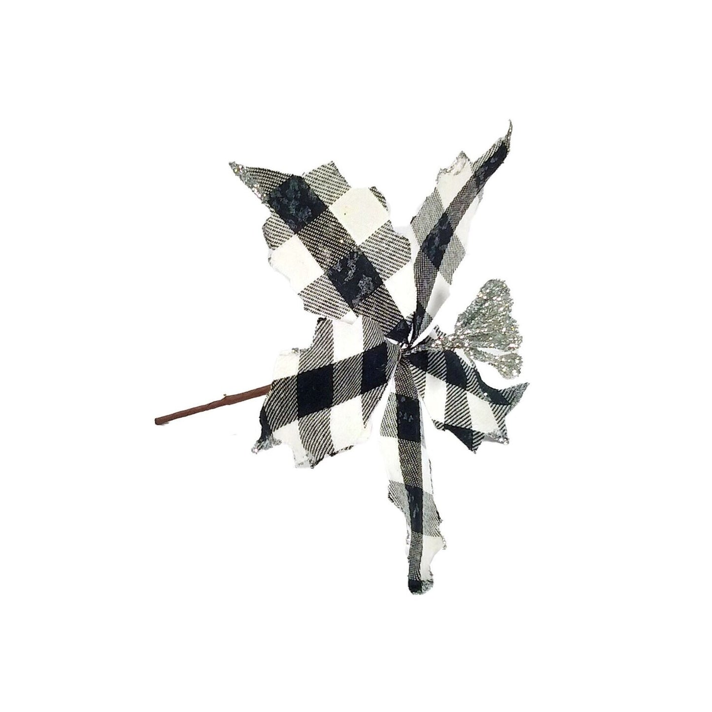 Poinsettia - Black and White Tartan 18cm