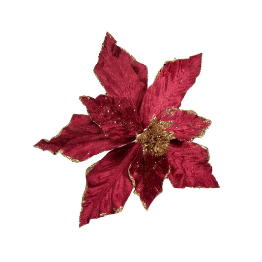 Poinsettia - Gold glitter and Red 26cm