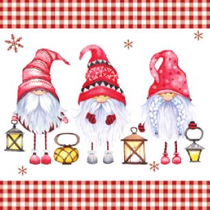 Christmas Serviettes - Gnomes red